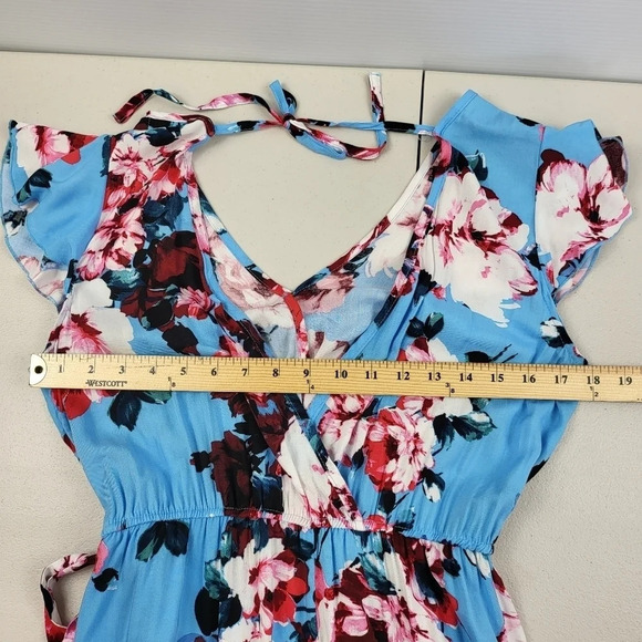 BAND OF GYPSIES Women's Size Medium Floral Side Tie Open Back with tie Dress NEW - Picture 12 of 13